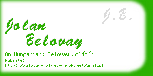 jolan belovay business card